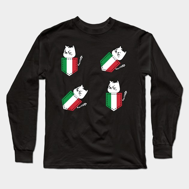 Patriotic Pocket Pussy - Cat Lover -  Italian Patriot Long Sleeve T-Shirt by PosterpartyCo